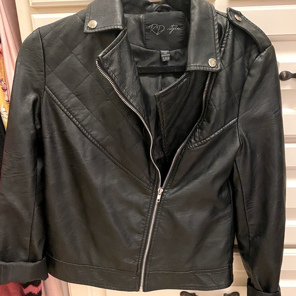 Faux Leather Bomber Jacket
